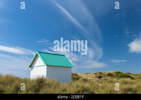 Beach cottage in the dunes of Gouville-sur-Mer, France, Normandy, Manche department Stock Photo
