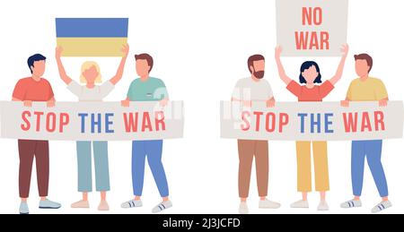 Activists semi flat color vector characters set Stock Vector
