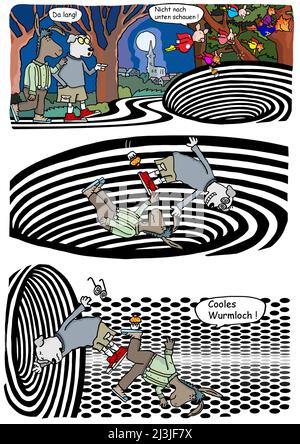 A cartoon about black holes and pop art Stock Photo