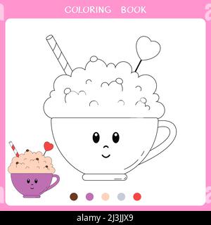 Cute coffee cup for coloring book Stock Photo