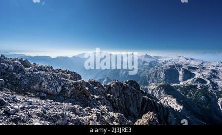 Scenice morning athmosphere at the top of Watzmann Stock Photo