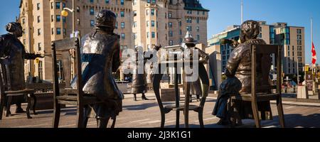 Statues of the Famous Five (women) entitled 'Women are Persons!' in the grounds of Parliament Hill, City of Ottawa, Canada; Ottawa, Ontario, Canada Stock Photo