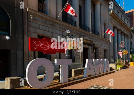 Make the T in Ottawa sign, Sparks Street Mall in the city of Ottawa, Canada; Ottawa, Ontario, Canada Stock Photo