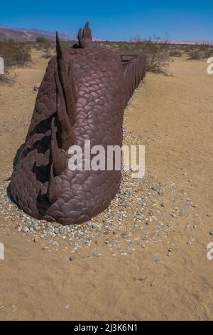 The Borrego Springs Serpent is the larger than life sculpture by Ricard Breceda in the Galleta Meadows in the town of Borrego Springs, California. Stock Photo