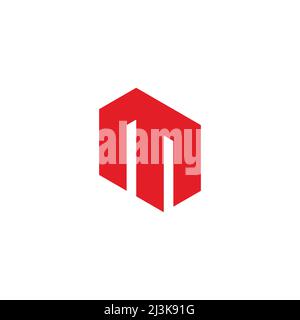 letter mn 3d flat geometric logo vector Stock Vector