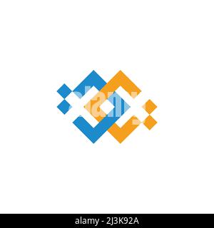 letter cc linked colorful dots pixels geometric logo vector Stock Vector
