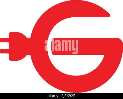 letter g electric plug symbol logo vector Stock Vector