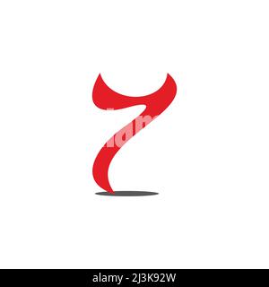 number 7 simple curves flame smoke symbol logo vector Stock Vector