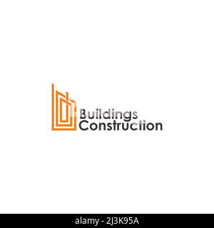 letter b abstract building construction line art logo vector Stock Vector