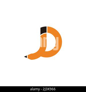 letter d simple geometric pencil shape logo vector Stock Vector