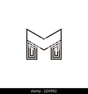 letter m spiral thin line simple geometric logo vector Stock Vector