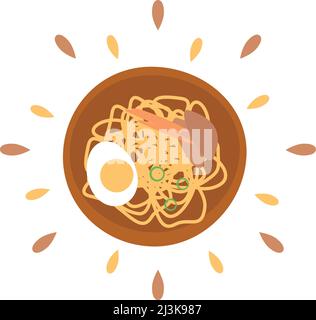 Abstract spaghetti egg spaghetti icon with spatter isolated on white background - Vector illustration Stock Vector