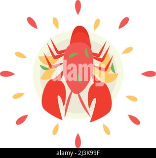 Abstract juicy crab icon with splashes on white background - Vector illustration Stock Vector