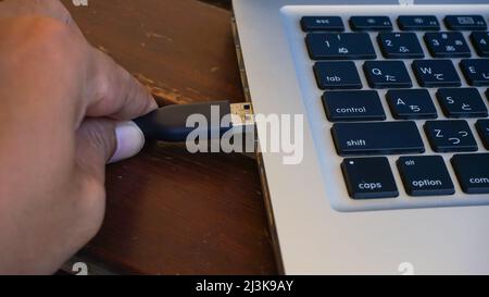 Close up of laptop hard drive on the table Stock Photo
