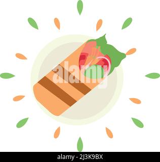 Abstract juicy shawarma icon isolated on white background - Vector illustration Stock Vector