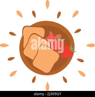 Abstract icon juicy sandwich with strawberry jam isolated on white background - Vector illustration Stock Vector