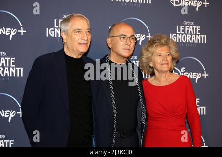 ROME, ITALY - APRIL 08: Director Ferzan Özpetek (C) and guests attend the photocall of the tv series 'Le Fate Ignoranti' at the St. Regis Grandhotel on April 08, 2022 in Rome, Italy. Stock Photo