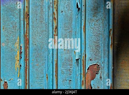 Old and rusty blue metallic surface Stock Photo