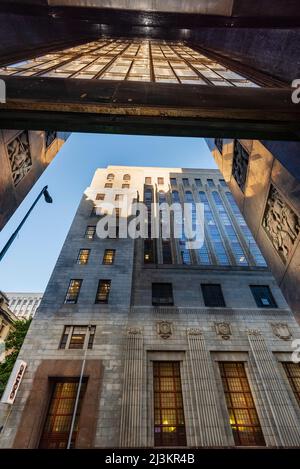 Facade of Mutual Heights art deco building in Cape Town; Cape Town, Western Cape, South Africa Stock Photo