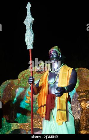 Panaji, Goa, India, March 26th 2022: A medley of colours and float parades depicting scenes from Hindu mythology up Panjim Goa for Shigmo festival Stock Photo