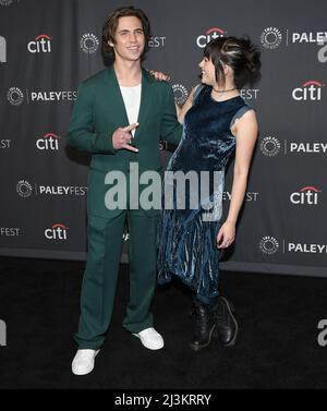 (L-R) Tanner Buchanan and Mary Mouser at PaleyFest LA - COBRA KAI held