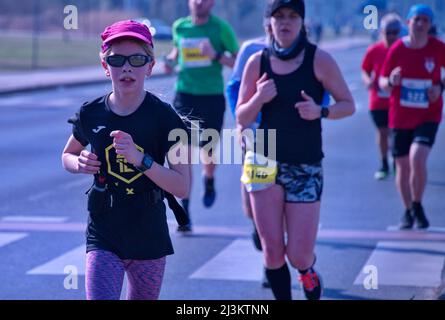 Group of people running Zagreb spring half marathon Stock Photo