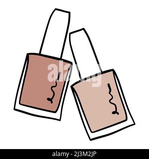 Nail polish bottles silhouette for manicure industry. Minimalist black laquer bottle in hand drawn outline style Stock Vector