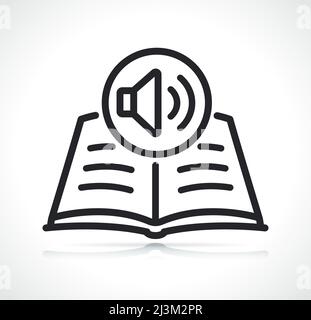 audiobook thin line icon black and white Stock Vector