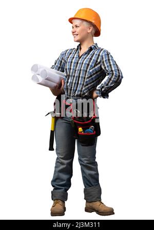 Attractive female engineer in hardhat Stock Photo