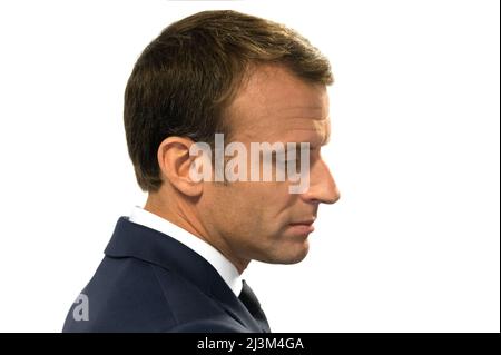 Brussels, Belgium. 12th July, 2018. French President Emmanuel Macron is seen during the NATO military alliance summit in Brussels. (Photo by Mykhaylo Palinchak/SOPA Images/Sipa USA) Credit: Sipa USA/Alamy Live News Stock Photo