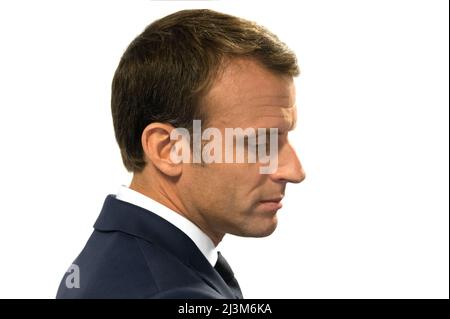 Brussels, Belgium. 12th July, 2018. French President Emmanuel Macron is seen during the NATO military alliance summit in Brussels. (Credit Image: © Mykhaylo Palinchak/SOPA Images via ZUMA Press Wire) Stock Photo