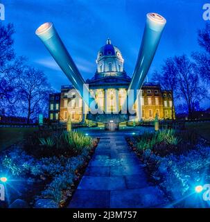 Nighttime portrait of the Imperial War Museums, London, England Stock Photo