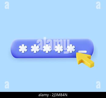 3d Locked Password Field Stock Vector