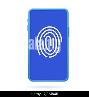 Electronic fingerprint on pass scanning mobile phone Stock Vector