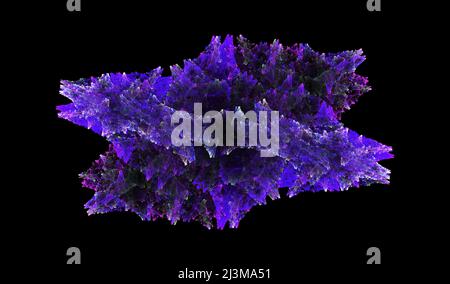 Abstract glowing fractal illustration on black background. 3d rendering Stock Photo