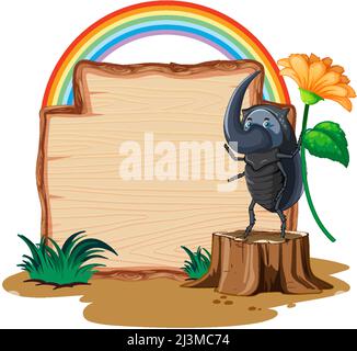 Sign board with beetle on white background illustration Stock Vector