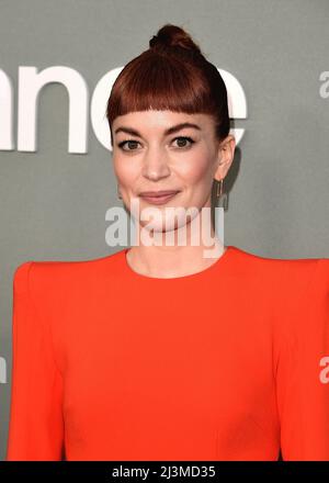 Los Angeles, USA. 08th Apr, 2022. Britt Lower walking on the red carpet at Apple Original Series 'Severance' finale screening event at the DGA Theater in Los Angeles, CA on April 8, 2022. (Photo By Scott Kirkland/Sipa USA) Credit: Sipa USA/Alamy Live News Stock Photo