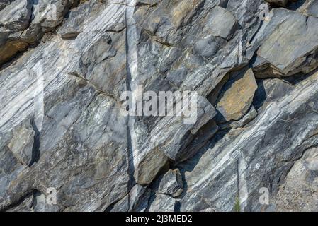 Marble Mountain in section close-up. Ruskeala, Karelia. Russia Stock Photo