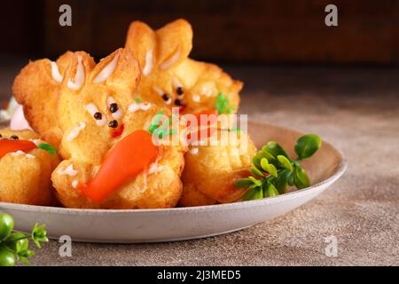 easter gingerbread cookies in the form of rabbits Stock Photo