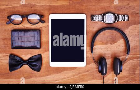 Must-haves for this season. High angle shot of personal accessories. Stock Photo