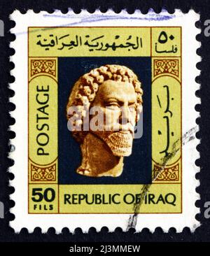 IRAQ - CIRCA 1976: a stamp printed in the Iraq shows Head of Bearded Man, circa 1976 Stock Photo