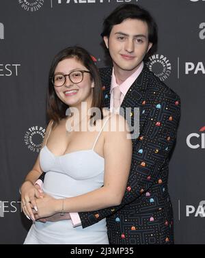 (L-R) Melissa Rivera and Gianni DeCenzo at PaleyFest LA - COBRA KAI