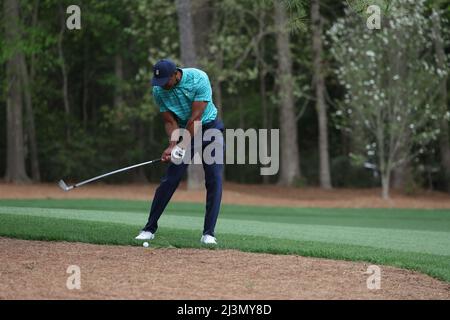 Georgia, USA . 08th Apr, 2022. United States Tiger Woods on the 11th hole during the second round of the 2022 Masters golf tournament at the Augusta National Golf Club in Augusta, Georgia, United States, on April 8, 2022. Credit: Koji Aoki/AFLO SPORT/Alamy Live News Credit: Aflo Co. Ltd./Alamy Live News