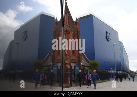 Liverpool, UK. 9th April 2022.   Fans arrive for the Premier League match at Goodison Park, Liverpool. Picture credit should read: Darren Staples / Sportimage Stock Photo