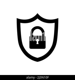 Lock icon. Protection icon. Security padlock - locked and unlocked icons. Simple shield sign in flat style isolated on white background. Security symb Stock Vector