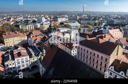 Rooftops Of The City Of Budweis (Ceske Budejovice) In The Czech Republic Stock Photo