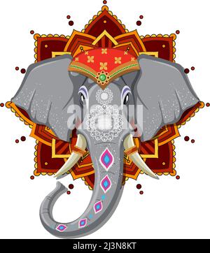 Painted Indian elephant on white background illustration Stock Vector