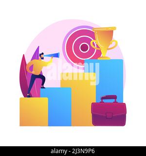 Business goals setting. Company development, increasing income, aiming for leadership. Businessman income boosting determination. Successful entrepren Stock Vector