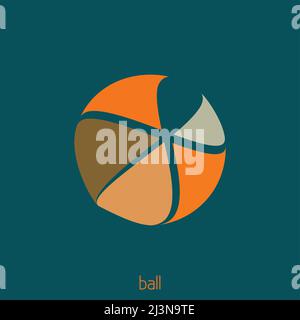 Template of logo with abstract ball on a sherpa blue background. Vector logotype Stock Vector