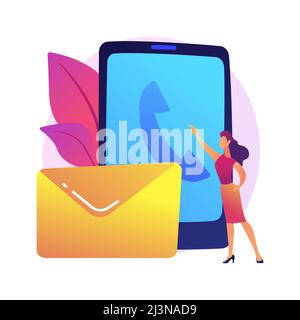 Staying in touch. Modern communication means, phone calls, letters and emails. Person contacting friends and customers via email, encouraging feedback Stock Vector